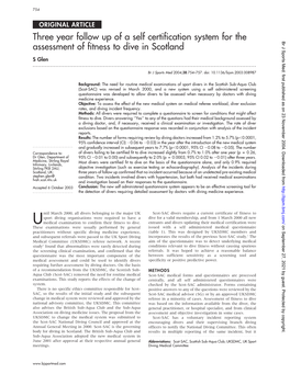 Three Year Follow up of a Self Certification System for the Assessment of Fitness to Dive in Scotland