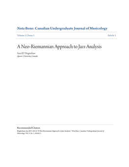 A Neo-Riemannian Approach to Jazz Analysis Sara B.P