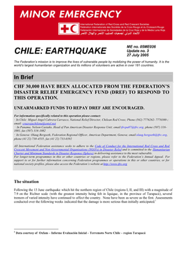 CHILE: EARTHQUAKE 27 July 2005