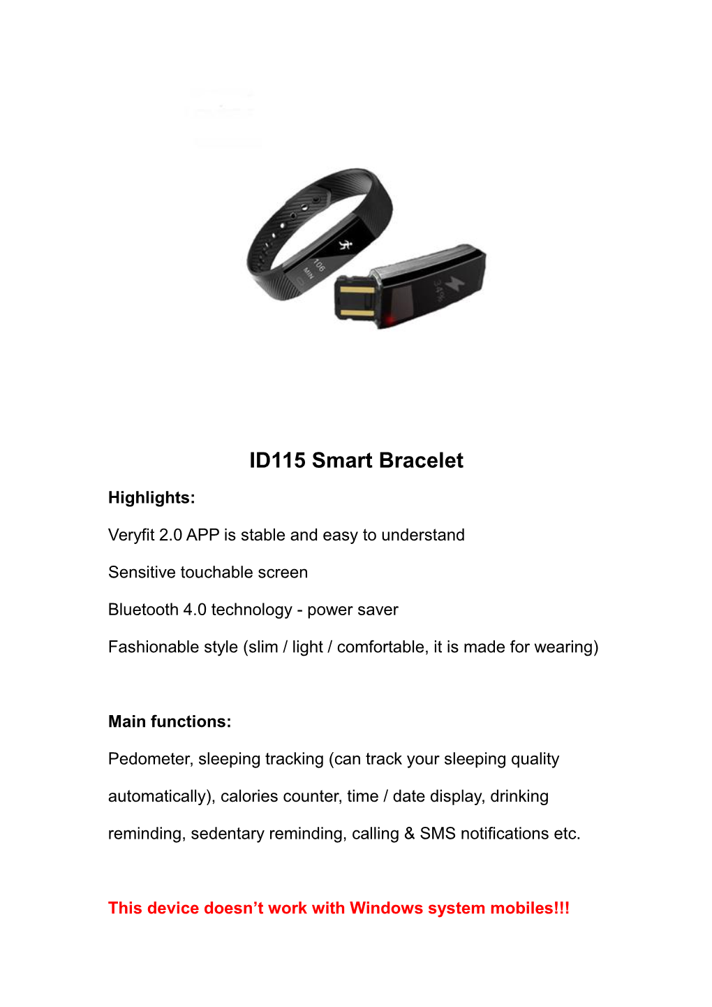 ID115 Smart Bracelet