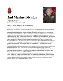 2Nd Marine Division Follow Me Marine Corps Base, Camp Lejeune, N.C