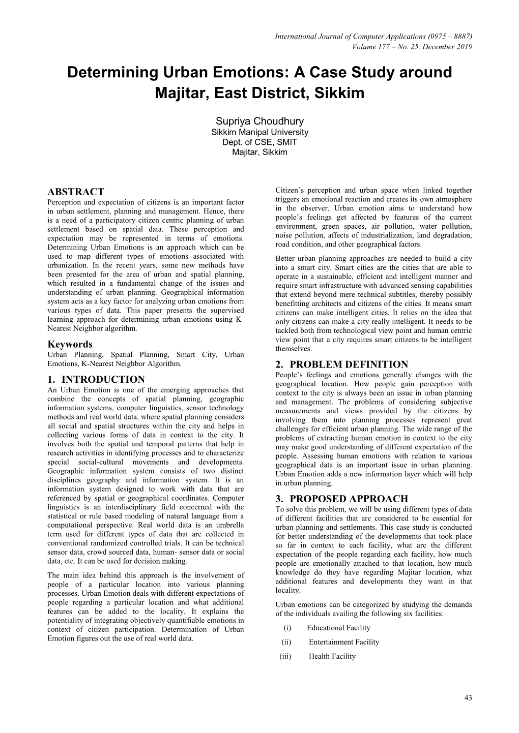 Determining Urban Emotions: a Case Study Around Majitar, East District, Sikkim