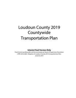 Adopted Loudoun County 2019 Countywide Transportation Plan