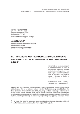 217 Participatory Art, New Media and Convergence Art