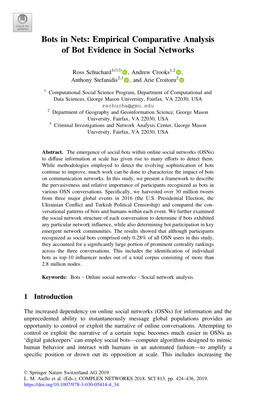 Empirical Comparative Analysis of Bot Evidence in Social Networks