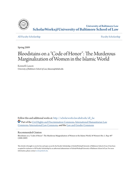 "Code of Honor": the Murderous Marginalization of Women in the Islamic World Kenneth Lasson