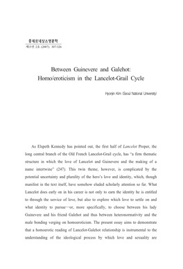 Homo/Eroticism in the Lancelot-Grail Cycle