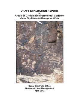 Areas of Critical Environmental Concern Cedar City Resource Management Plan