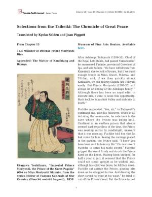 Selections from the Taiheiki: the Chronicle of Great Peace