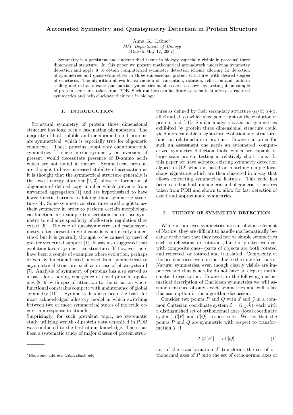 Automated Symmetry and Quasisymetry Detection in Protein Structure