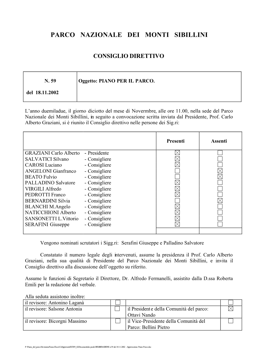 DELIBERAZIONE N.59 Del 18.11.2002 - Approvazione Piano Parco.Doc