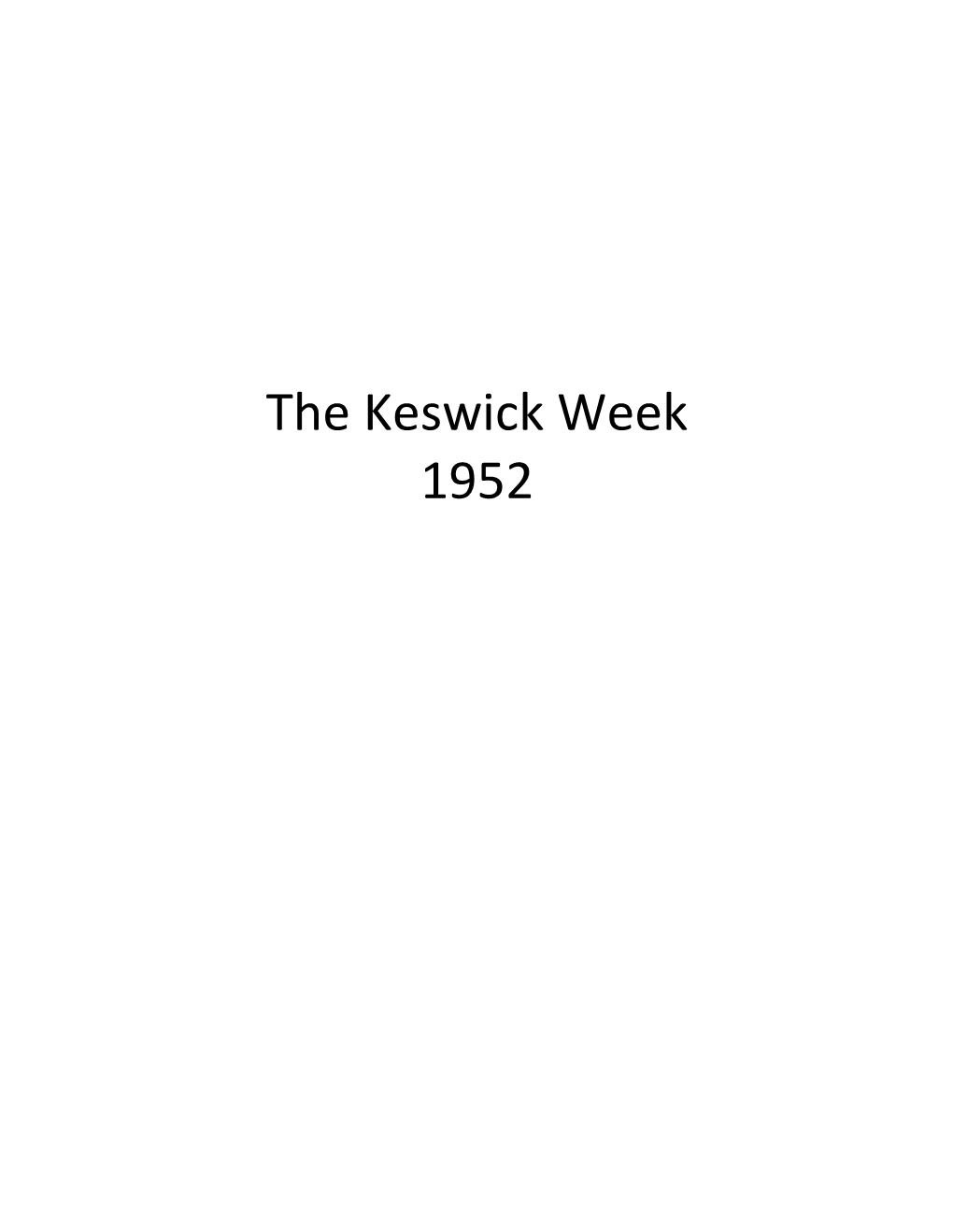 The Keswick Week 1952