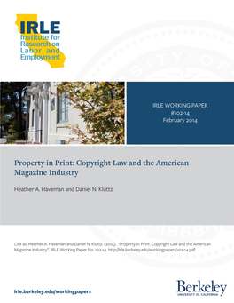 Property in Print: Copyright Law and the American Magazine Industry