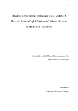 Place and Space in English Modernist Children's Literature And