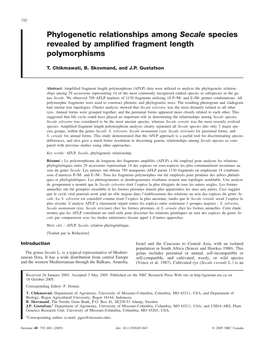 Phylogenetic Relationships Among Secale Species Revealed by Amplified Fragment Length Polymorphisms