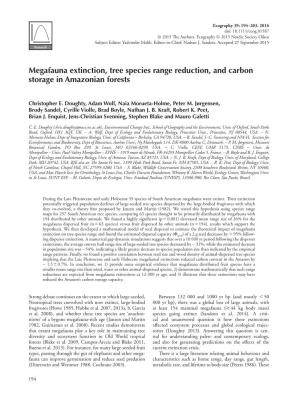 Megafauna Extinction, Tree Species Range Reduction, and Carbon Storage in Amazonian Forests