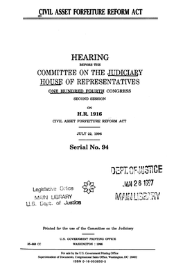 H.R. 1916, Civil Asset Forfeiture Reform