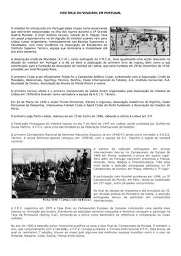 HISTÓRIA DO VOLEIBOL EM PORTUGAL O Voleibol Foi Introduzido