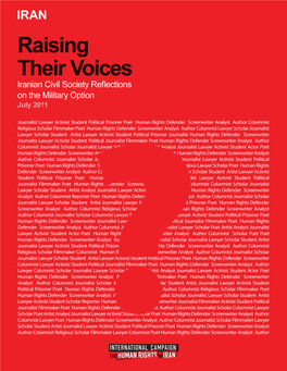 Raising Their Voices: Iranian Civil Society Reflections on the Military Option