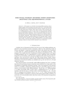 Structural Stability Revisited: Finest Dominated Splittings and Equidimensional Cycles