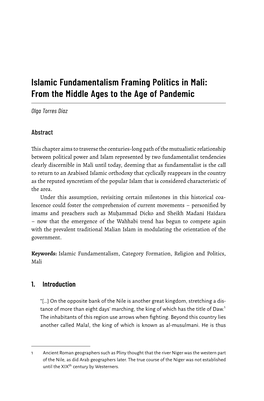 Islamic Fundamentalism Framing Politics in Mali: from the Middle Ages to the Age of Pandemic