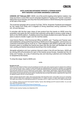 22/02/2021 Asos Launches Expanded Topshop & Topman Range