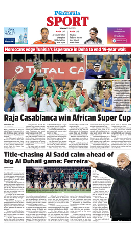 Raja Casablanca Win African Super Cup