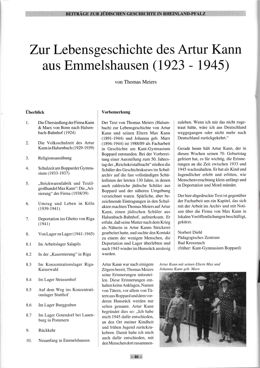 Zur Lebensgeschichte Des Artur Kann Aus Emmelshausen (1923 1945)