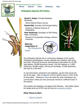 Orthoptera Species File Home Page
