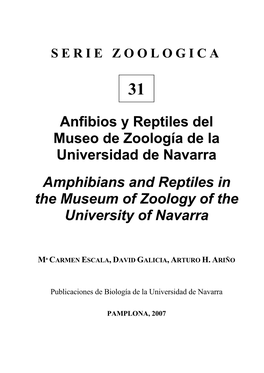 Anfibios Y Reptiles Del Museo De Zoología De La Universidad De Navarra Amphibians and Reptiles in the Museum of Zoology of the University of Navarra