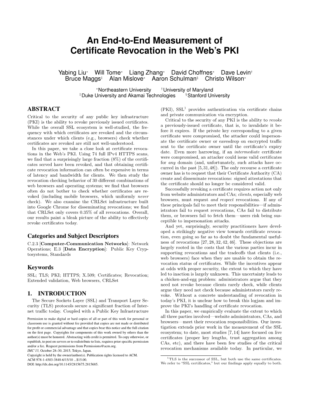 An End-To-End Measurement of Certificate