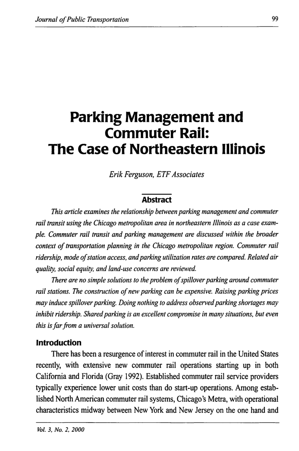 Parking Management and Commuter Rail: the Case of Northeastern Illinois