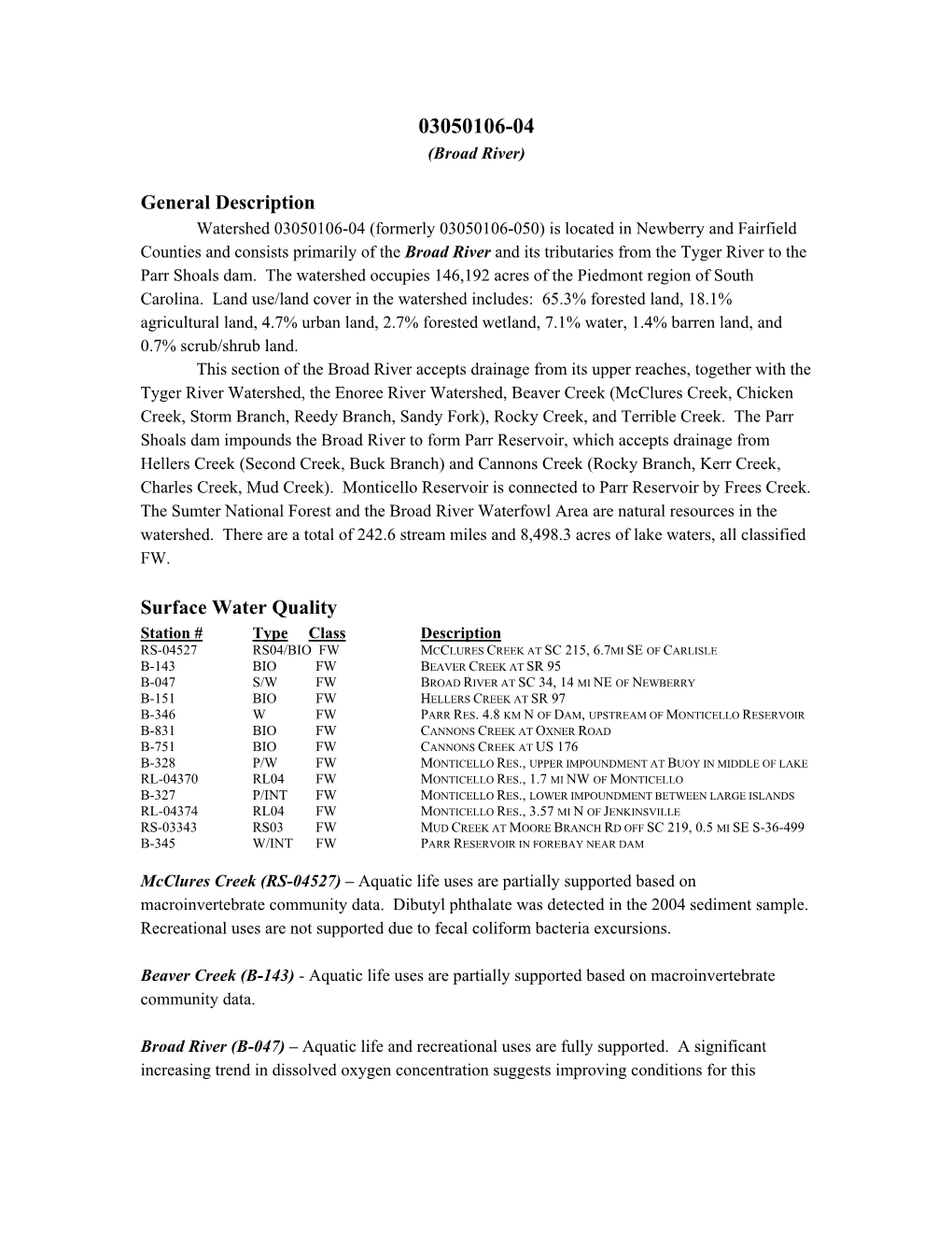 Broad River Watershed