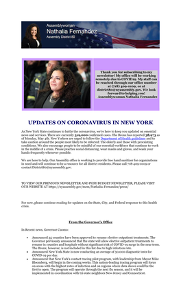 Updates on Coronavirus in New York