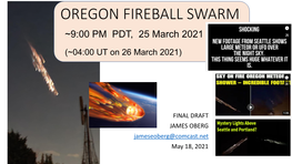 OREGON FIREBALL SWARM ~9:00 PM PDT, 25 March 2021