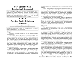 RSR Episode #11 Ontological Argument Proof of God's Existence