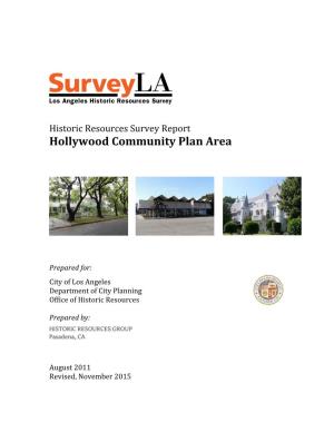 Historic Resources Survey Report Hollywood Community Plan Area