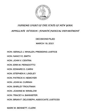SUPREME COURT of the STATE of NEW YORK Appellate Division, Fourth Judicial Department