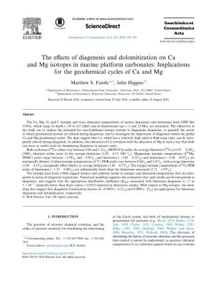 The Effects of Diagenesis and Dolomitization on Ca and Mg
