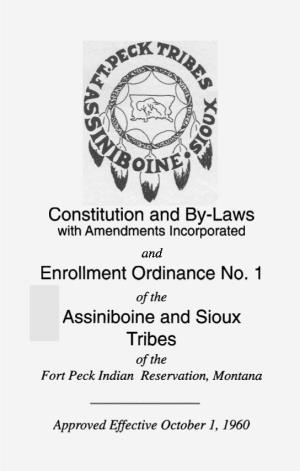 Constitution and By-Laws Enrollment Ordinance No. 1 Assiniboine And