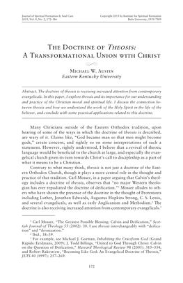 The Doctrine of Theosis: a Transformational Union with Christ