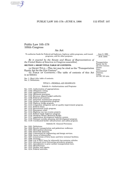 Public Law 105–178 105Th Congress An