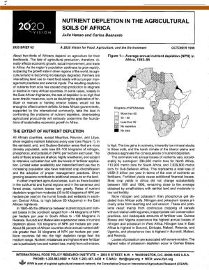 NUTRIENT DEPLETION in the AGRICULTURAL SOILS of AFRICA Julio Henao and Carlos Baanante