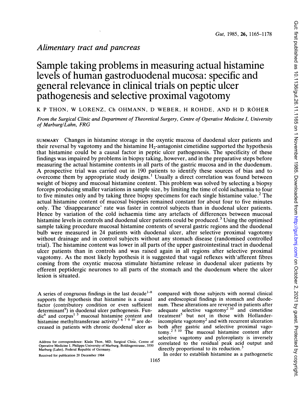 Sample Taking Problems in Measuring Actual Histamine Levels Of