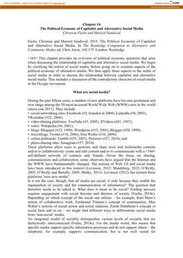 Chapter 14 the Political Economy of Capitalist and Alternative Social Media Christian Fuchs and Marisol Sandoval