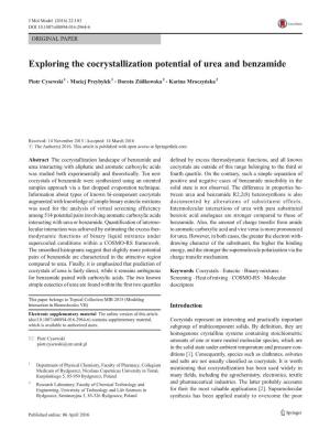 Exploring the Cocrystallization Potential of Urea and Benzamide