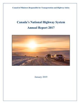 Canada's National Highway System Annual Report 2017