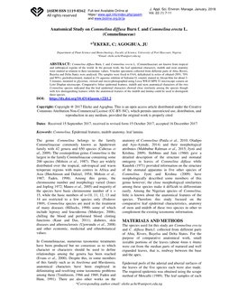 Anatomical Study on Commelina Diffusa Burn F. and Commelina Erecta L