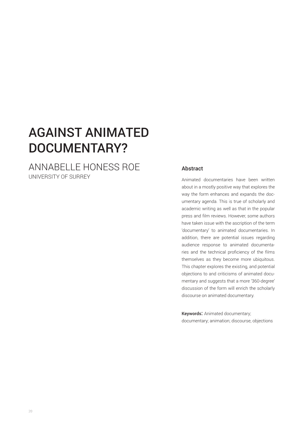 Against Animated Documentary?