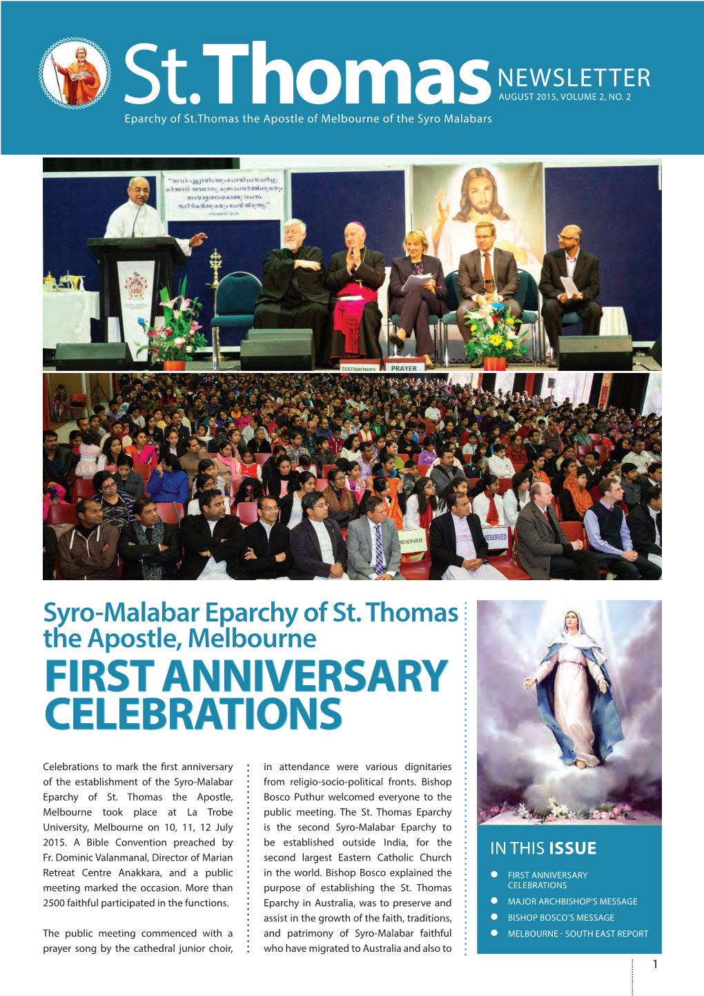 Syro-Malabar Eparchy of St. Thomas the Apostle, Melbourne First Anniversary Celebrations